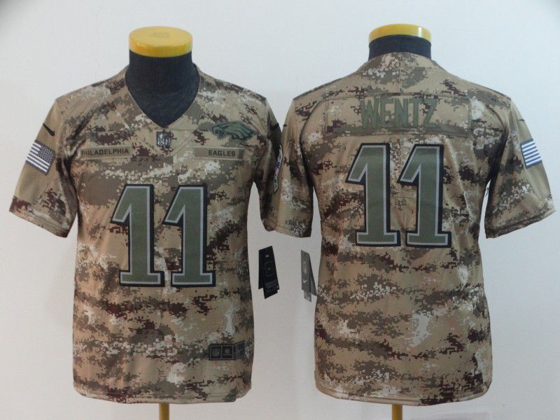 Youth Philadelphia Eagles #11 Wentz Nike Camo Salute to Service Limited NFL Jersey->orlando magic->NBA Jersey